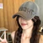 Korean Ins Trendy Retro American Letter Baseball Cap For Women With Wide Brim, Big Face, Small A