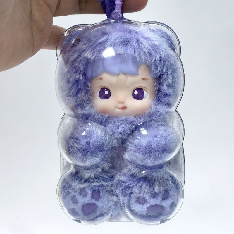 3 Chiếc Dễ Thương HACIPU Gummy Bear Acrylic Case Di Động Chống Thấm Nước Chống Bụi HD Trong Suốt Bảo Vệ Hộp Bảo Quản Vinyl Hình Mặt Dây Chuyền Túi Không Búp Bê