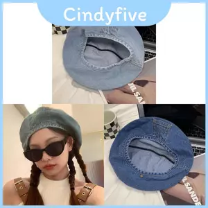 Mũ nồi Denim màu xanh cổ điển dành cho nữ Mũ Cotton thoáng khí thời trang