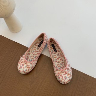 Dopamine Plaid Niche Sweet Pattern Red Ballet Bow Mary Jane Shoes Women's Flat Evening Shoes