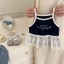bộ quần áo trẻ em Hàn Quốc Bộ đồ bé gái mùa hè phong cách mới áo ren mỏng có dây đeo mỏng