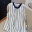 Design Ear Striped Sleeveless Shirt Vest Unique Good-looking Chic Shirt Top