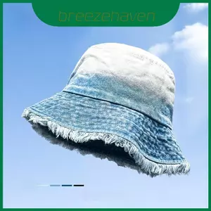 Mũ xô dáng rộng Denim phù hợp với viền Gradient cho tấm che nắng mùa hè và thời trang hợp thời trang
