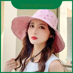 Mũ chống nắng nữ thông thường có vành lớn và thiết kế chữ cái giải trí ngoài trời cho
