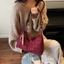 Ethnic Style Beaded Handbag New Retro Casual Versatile Bucket Bag Womens Design Suede Underarm B