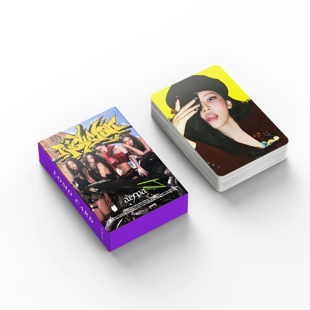 LINXX 55 Chiếc Aespa Karina Lomo Thẻ Người Giàu Album K-Pop Cô Gái Nhóm Thành Viên Bộ Sưu Tập Ba Chiều Thẻ Hàng Hóa Quạt Quà Tặng