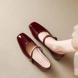 Genuine Soft Leather Shoes For Women Spring New Style Red Retro Hepburn Style Small Leather Shoe