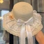 Original Flowery Seaside Lolita Hat Sweet Bow Wave Straw Hat Forest Pastoral Sun Protection Beac