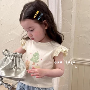 Áo thun cotton tay ngắn bé gái mùa hè in hoạt hình dễ thương mới thời trang và đa năng cho trẻ e