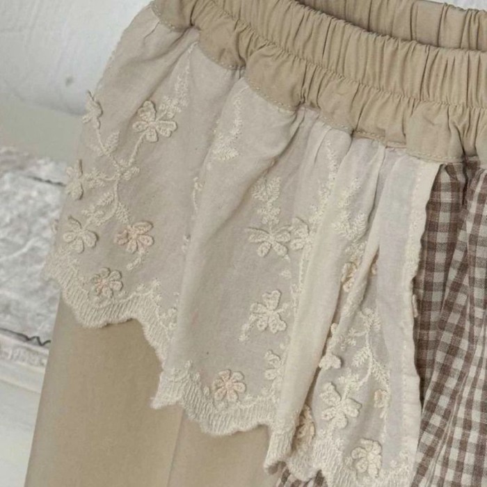 Girls Summer New Style Lace Korean Style Baby Girl Spliced butt Curtain Casual Pants Straight