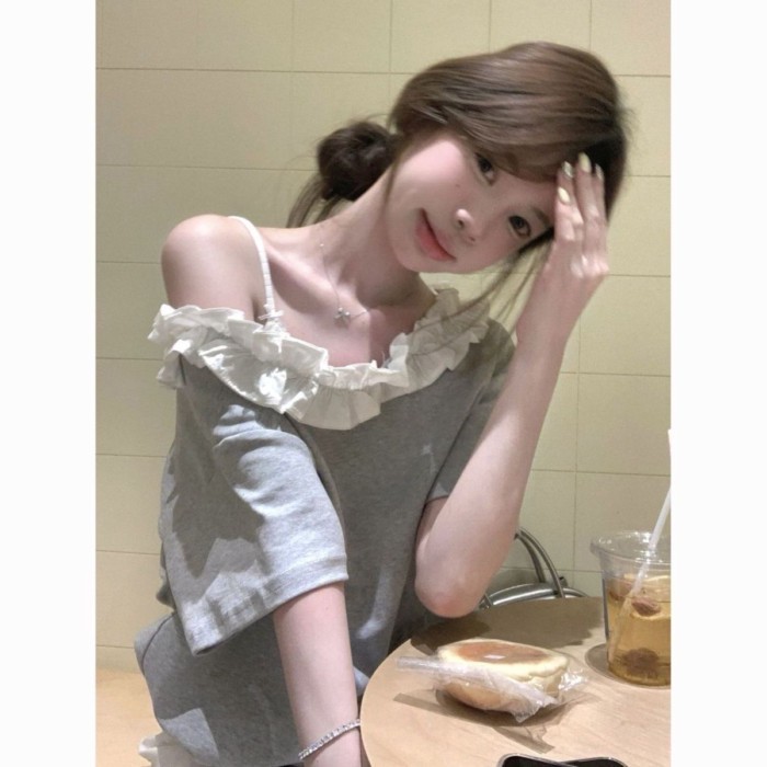 Áo thun ngắn tay phong cách nhẹ nhàng phong cách Hàn Quốc dành cho nữ siêu hot trên INS, áo g