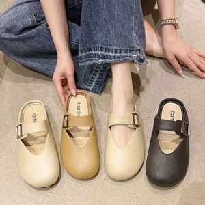 New Casual New Fashion Women's Outerwear Versatile Soft Bottom Baotou Half Drag Summer Lazy Shoe