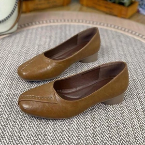 New Chinese Style Shallow Mouth All-match Single Shoes Soft Leather Thick Heel Retro Soft Sol