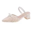French High Heels For Women This Summer New Pointed Toe Thick Heels With Skirt Lace Mesh Hollow