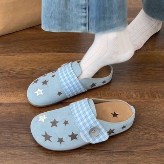 Mùa Hè Sao Biển Muối Xanh Nhẹ Nhàng Thoải Mái Birkenstock Giày 2025 Phong Cách Mới Đáy Phẳng Người Lười Dép Ngoài Mặc Nữ