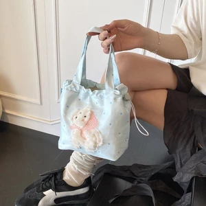 Embroidery Summer Large Capacity Bucket Bag Shopping Fashion Versatile Mobile Phone Cute Shoulde