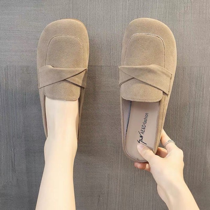 Cổ Bao Đầu Bao Đầu Nửa Kéo Xuân Hè Mới Áo khoác ngoài Đế Mềm Đế Mềm Giày Lười