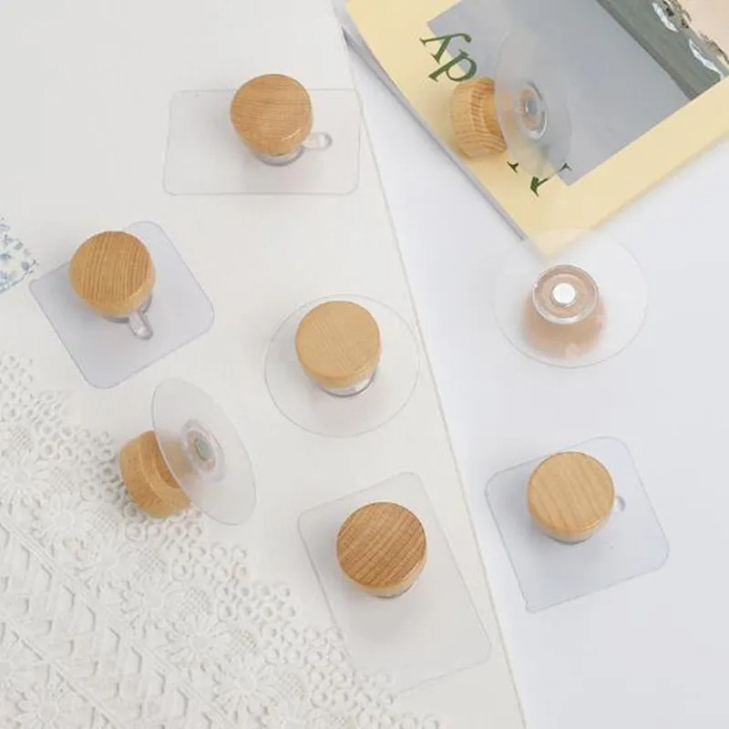 Phong Cách Bắc Âu Gỗ Móc Treo Tường Điện Hút Hình Dạng Hình Học Gỗ Móc Treo Tường Đấm Miễn Phí Áo Khoác Áo Móc Treo Cho Gia Đình