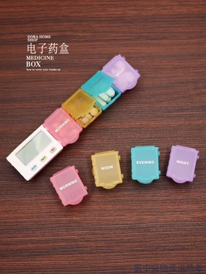 Nhắc nhở thông minh Người cao tuổi Dùng thuốc Dụng cụ tiện dụng Thời gian Đồng hồ báo thức Buổi sáng Trưa Tối Di động Nhỏ có thể tháo rời Màu đóng gói Hộp thuốc điện tử