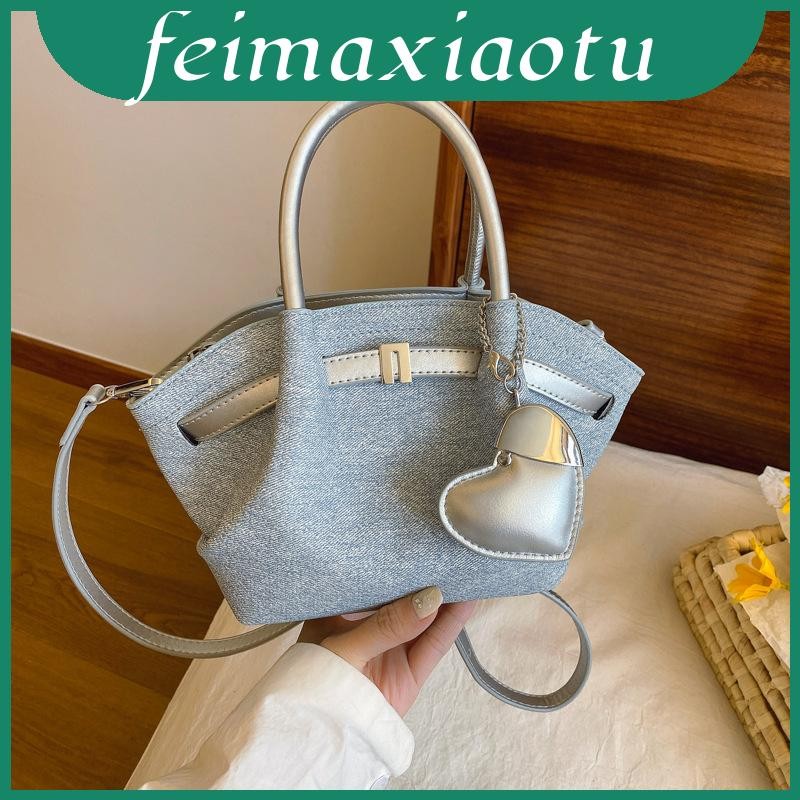 Túi xô Denim nữ có dây kéo trên và trong lưu trữ cho chuyến đi công sở và ngày