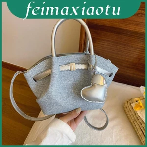 Túi xô Denim nữ có dây kéo trên và trong lưu trữ cho chuyến đi công sở và ngày