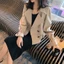 Bộ đồ cổ áo khoác nữ dáng rộng mùa xuân thu phong cách Hàn Quốc áo khoác khí chất eo ngắn áo gió