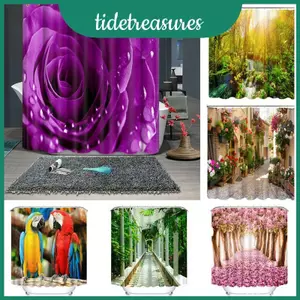 Rèm tắm họa tiết 3d sống động với vải Polyester chống thấm nước cho phòng tắm thanh lịch