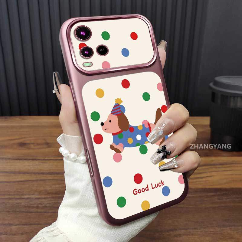 Ốp Lưng Cho VIVO Y21 Y21S Y21A Y33s 4G Vỏ Điện Thoại Họa Tiết Toàn Màn Hình Đơn Giản Và Dễ Thương Với Chất Liệu Mạ Điện Silicon Trong Suốt TPU Chống Rơi Mềm