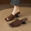 Dép nửa ngón phong cách retro Pháp cho nữ, dép mùa hè, sandal hở mũi, dép một mảnh, gót dày