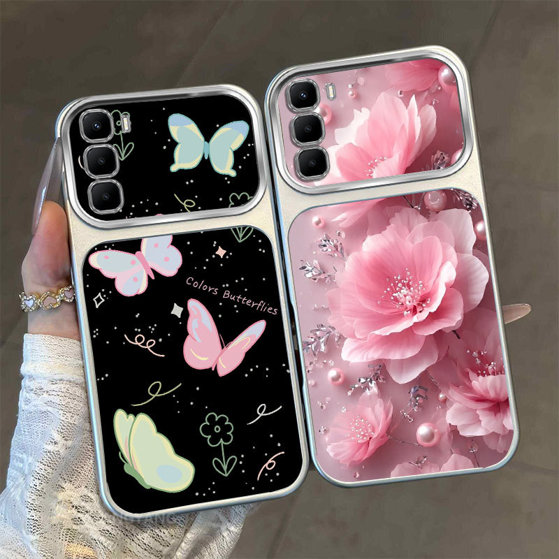 Ốp Lưng Cho infinix Hot 60 Hot 60i Hot 60 Pro Plus 4G Thẩm Mỹ Mới Họa Tiết Hoa Bướm Điện Thoại Di Động Vỏ Mềm Có Cửa Sổ Lớn Silicon Mờ Vỏ Điện Thoại