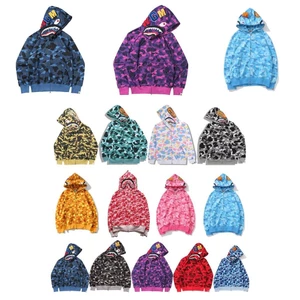 Áo Hoodie Rung Bape Cá Mập In Hình Ấm Áp Dạo Phố Nam Nữ Dành Cho