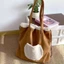Apple Bunch Fleece Shoulder Tote Bag Cute Plush Shoulder Embroidery Large Capacity Retro Suede C