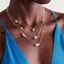 Dây chuyền mặt dây chuyền Zircon đôi hình dạng độc đáo bằng thép không gỉ và vàng cho nữ