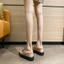 Dép xỏ ngón cho nữ, sandal đế bệt, gót nhọn, đế dày, dép xỏ ngón Mule để mặc bên ngoài