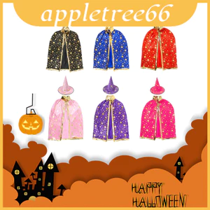 Trang phục phù thủy Halloween cho trẻ em có áo choàng và mũ họa tiết ngôi sao