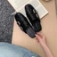 Slim Thắt Lưng Đa Năng Con La Giày Nữ Xuân Hè Mới Trơn Mũi Nửa Dép
