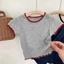 Bộ Quần Áo Mùa Hè Phong Cách Hàn Quốc Cho Bé Gái Tay Ngắn Tương Phản Màu Trơn Mới Phong Cách Mùa
