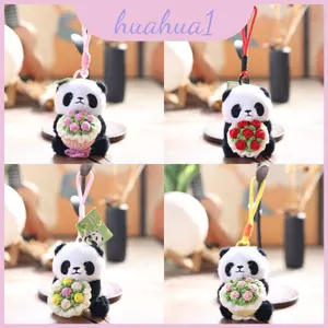 Gấu Trúc Cầm Hoa Ngắn Sang Trọng Móc Khóa Búp Bê Động Vật Cho Thanh Thiếu Niên Và Người Sưu Tập