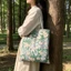 Forest Style Fresh Floral Canvas Bag Large Capacity Shoulder Bag With Artistic Atmosphere, Versa