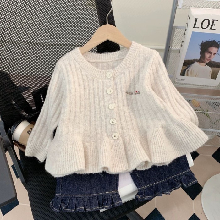 Bé Gái Áo Len Cardigan Phong Cách Hàn Quốc Bé Mèo Quần Áo Trẻ Em Áo Khoác Trẻ Em