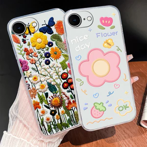Dành Cho iPhone 17E 2026 16E Ốp Lưng Điện Thoại Thẩm Mỹ Dễ Thương Hoa Mềm Mỏng TPU Trong Suốt Silicon Bền Vỏ Bảo Vệ Nhẹ Cản