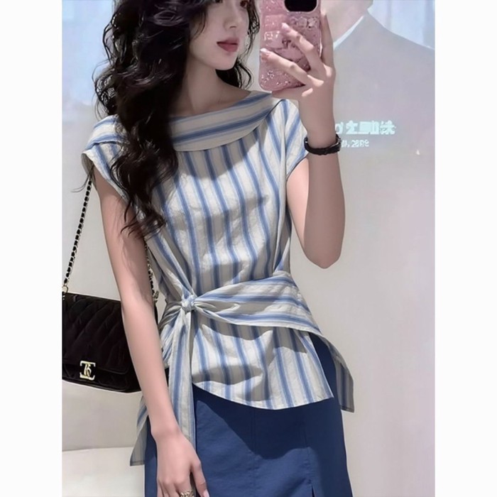 Beautiful Light Luxury Short-sleeved Shirt, Irregular Women's Summer New Style, Super Good-lo
