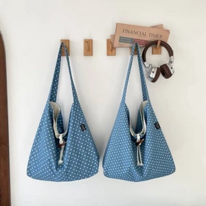 New Style Forest Large-capacity Denim Bag Retro Literary Star Polka Dot Shoulder Bag Student Cla
