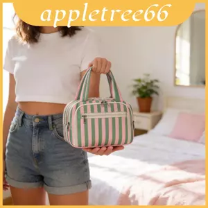 Dụng cụ sắp xếp mỹ phẩm sọc hợp thời trang có chất liệu để du lịch tại nhà và