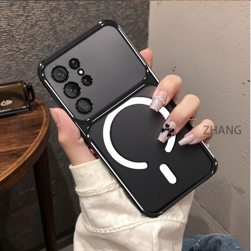 Ốp Lưng Dành Cho Samsung S26 Plus S26 S26 Ultra Mạ Điện Cửa Sổ Lớn Cao Cấp Chống Rơi Vỏ Điện Thoại Mới Đơn Giản Hút Từ Tính Thiết Kế Thẩm Mỹ