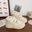 Velvet Thick-soled Breaded Cotton Shoes For Women, High-top White Shoes, Large-toe Sneakers,