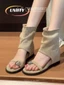 Phong cách cổ điển tiền cũ khóa kim loại hở mũi giày sandal nữ mùa hè mặc ngoài với váy La Mã giày