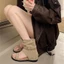 Flow Design Niche One-word Open-toe Sandals Women's Inner Heightening Retro Roman Sandals Summer