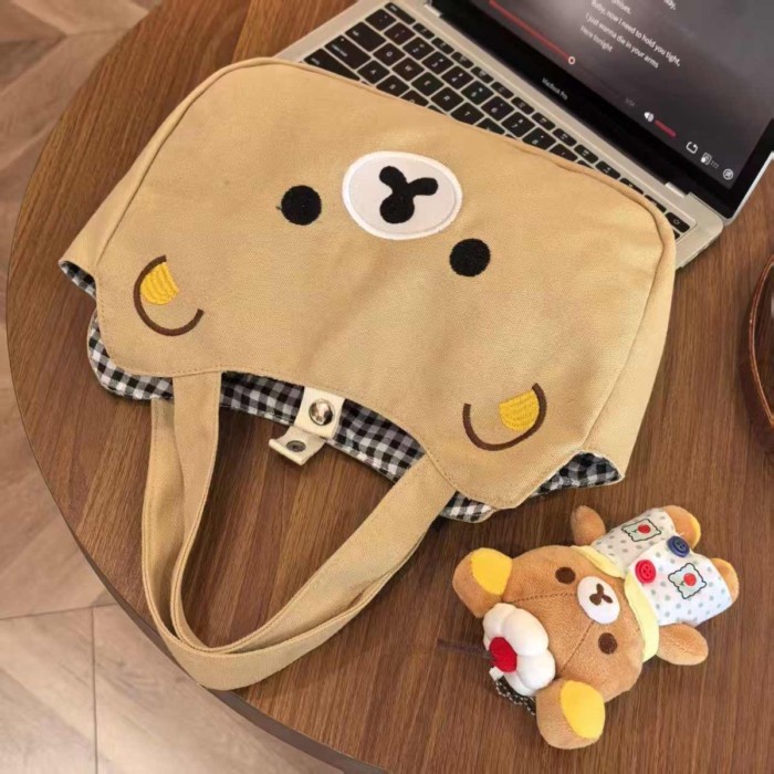 Rilakkuma Túi xách dễ thương nữ Nhật Bản hoạt hình túi vải đi lại túi đựng đồ ăn trưa mềm mại