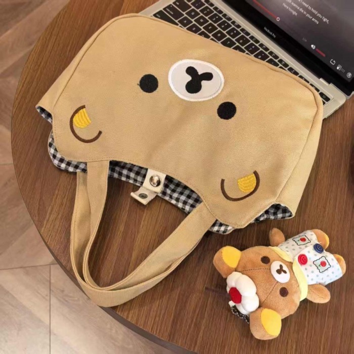 Rilakkuma Túi xách dễ thương nữ Nhật Bản hoạt hình túi vải đi lại túi đựng đồ ăn trưa mềm mại